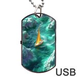 Mountain Birds River Sunset Nature Dog Tag USB Flash (One Side)