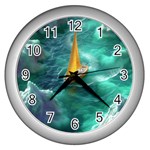 Double Exposure Flower Wall Clock (Silver)