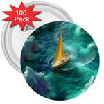 Dolphin Swimming Sea Ocean 3  Buttons (100 pack) 