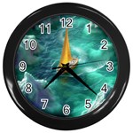 Dolphin Swimming Sea Ocean Wall Clock (Black)