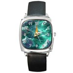 Dolphin Swimming Sea Ocean Square Metal Watch