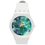 Dolphin Swimming Sea Ocean Round Plastic Sport Watch (M)
