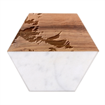 Valley Night Mountains Marble Wood Coaster (Hexagon) 