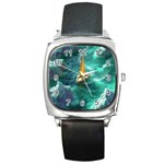 Dolphins Sea Ocean Water Square Metal Watch