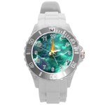 Countryside Landscape Nature Round Plastic Sport Watch (L)