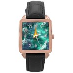Seascape Boat Sailing Rose Gold Leather Watch 