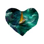 Seascape Boat Sailing Standard 16  Premium Flano Heart Shape Cushions