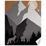 Mountain Wolf Tree Nature Moon Canvas 11  x 14 