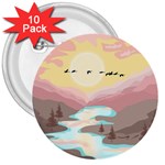 Mountain Birds River Sunset Nature 3  Buttons (10 pack) 