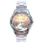 Mountain Birds River Sunset Nature Stainless Steel Analogue Watch