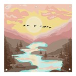 Mountain Birds River Sunset Nature Banner and Sign 3  x 3 