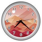 Mountains Sunset Landscape Nature Wall Clock (Silver)