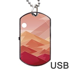Mountains Sunset Landscape Nature Dog Tag USB Flash (Two Sides) from ArtsNow.com Front