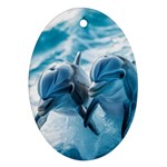 Dolphin Swimming Sea Ocean Ornament (Oval)