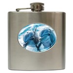 Dolphin Swimming Sea Ocean Hip Flask (6 oz)