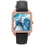 Dolphin Swimming Sea Ocean Rose Gold Leather Watch 