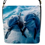 Dolphin Swimming Sea Ocean Flap Closure Messenger Bag (S)