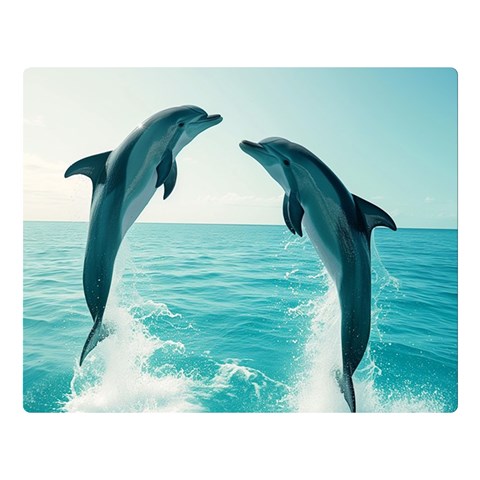 Dolphin Sea Ocean Two Sides Premium Plush Fleece Blanket (Large) from ArtsNow.com 80 x60  Blanket Front