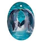 Dolphins Sea Ocean Oval Ornament (Two Sides)