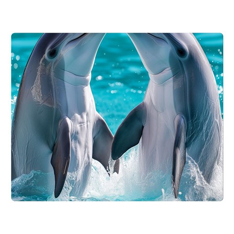 Dolphins Sea Ocean Two Sides Premium Plush Fleece Blanket (Large) from ArtsNow.com 80 x60  Blanket Front