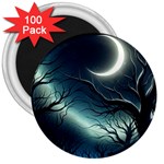 Moon Moonlit Forest Fantasy Midnight 3  Magnets (100 pack)