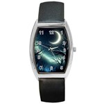 Moon Moonlit Forest Fantasy Midnight Barrel Style Metal Watch