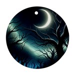 Moon Moonlit Forest Fantasy Midnight Round Ornament (Two Sides)