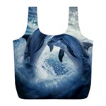 Dolphins Sea Ocean Water Full Print Recycle Bag (L)