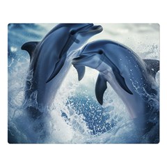 Dolphins Sea Ocean Water Two Sides Premium Plush Fleece Blanket (Large) from ArtsNow.com Blanket Back