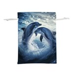 Dolphins Sea Ocean Water Lightweight Drawstring Pouch (L)