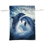 Dolphins Sea Ocean Water Lightweight Drawstring Pouch (XL)