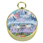 Art Psychedelic Mountain Gold Compasses