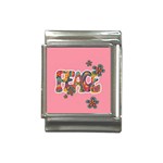Flower Power Hippie Boho Love Peace Text Pink Pop Art Spirit Italian Charm (13mm)