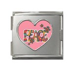 Flower Power Hippie Boho Love Peace Text Pink Pop Art Spirit Mega Link Heart Italian Charm (18mm)