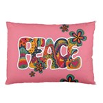 Flower Power Hippie Boho Love Peace Text Pink Pop Art Spirit Pillow Case (Two Sides)