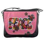 Flower Power Hippie Boho Love Peace Text Pink Pop Art Spirit Messenger Bag