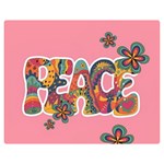 Flower Power Hippie Boho Love Peace Text Pink Pop Art Spirit Premium Plush Fleece Blanket (Medium)