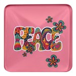 Flower Power Hippie Boho Love Peace Text Pink Pop Art Spirit Square Glass Fridge Magnet (4 pack)