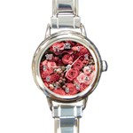 Pink Roses Flowers Love Nature Round Italian Charm Watch
