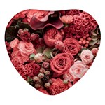 Pink Roses Flowers Love Nature Heart Glass Fridge Magnet (4 pack)