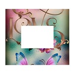 Love Amour Butterfly Colors Flowers Text White Wall Photo Frame 5  x 7 