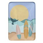 Beach Sea Surfboards Water Sand Drawing  Boho Bohemian Nature Rectangular Glass Fridge Magnet (4 pack)