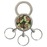 Flowers Leaves Plant Botanical Boho Bohemian Minimalist Nature 3-Ring Key Chain