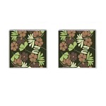 Flowers Leaves Plant Botanical Boho Bohemian Minimalist Nature Cufflinks (Square)