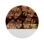 Flowers Leaves Plant Botanical Boho Bohemian Minimalist Nature Marble Wood Coaster (Round)