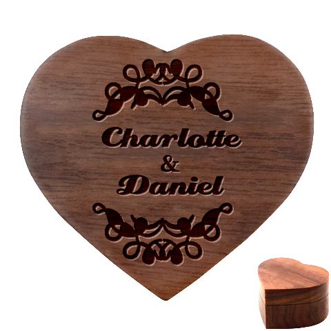 Personalized Couple Name Heart Wood Jewelry Box Heart Wood Jewelry Box from ArtsNow.com Front