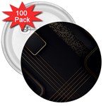 Black Background With Gold Lines 3  Buttons (100 pack) 