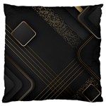 Black Background With Gold Lines Large Premium Plush Fleece Cushion Case (Two Sides)