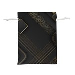 Black Background With Gold Lines Lightweight Drawstring Pouch (M)