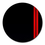Abstract Black & Red, Backgrounds, Lines Round Mousepad